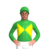 YELLOW, GREEN DIABLO,COLLAR, GREEN SLEEVES, Green cap