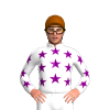 WHITE, PURPLE STARS, WHITE SLEEVES, PURPLE STARS, Brown cap