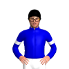 MEDIUM BLUE,WHITE HOOP,WHITE ARMBANDS, Black cap