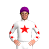 WHITE, RED STAR, YELLOW SLEEVES, RED STARS, Purple cap
