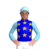 MEDIUM BLUE, GOLD STARS, SKY BLUE SLEEVES, Light blue cap