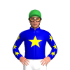 MEDIUM BLUE, YELLOW STAR, MEDIUM BLUE SLEEVES, YELLOW STARS SLEEVES, Green cap
