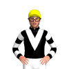 BLACK, WHITE VEE, HOOPS SLEEVES, Yellow cap