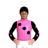 HOT PINK,BLACK TROIS POIS,BLACK SLEEVES,HOT PINK SPOTS, Black cap