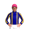 NAVY,GOLD DOUBLE BRACES,STRIPES SLEEVES,NAVY CUFFS, Pink cap