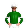 DARK GREEN, WHITE HOOP, DARK GREEN SLEEVES, WHITE ARMBANDS, White cap