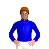 MEDIUM BLUE, WHITE HOOP, Brown cap