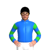 BLUE, LIME GREEN HOOPS SLEEVES, Black cap