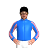 BLUE, PINK SHERBET DIAMOND HOOP ,STRIPES SLEEVES, BLUE CUFFS, Black cap