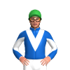 DENIM, WHITE VEE, DIABLO SLEEVES, Green cap