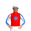 RED, BLUE DIAMOND BAND, WHITE SLEEVES, BLUE STRIPE SLEEVES, White cap