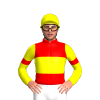 SKY BLUE, YELLOW DIAMOND BAND,SKY BLUE SLEEVES, YELLOW DOUBLE ARMBANDS, White cap