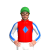 RED, BLUE DIAMOND BAND, WHITE SLEEVES, BLUE STRIPE SLEEVES, Green cap