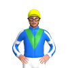 BLUE, GREEN VEE, BLUE SLEEVES, WHITE STRIPE, WHITE ARMBANDS, CUFF, Yellow cap