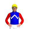 MEDIUM BLUE, WHITE ZIGZAG CHEVRON, RED SLEEVES, Yellow cap