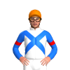 WHITE, BLUE CROSSED SASHES, SLEEVES, RED ARMBANDS, Orange cap
