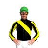BLACK, YELLOW RIGHT SASH, STRIPED SLEEVES, Green cap