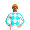 WHITE, AQUA BLUE DIAMOND CHECKS, WHITE SLEEVES, AQUA BLUE STRIPE, Orange cap