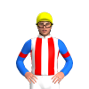 WHITE, RED STRIPES, BLUE SLEEVES, RED ARMBANDS, Yellow cap