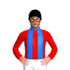 RED,BLUE STRIPES,COLLAR, Black cap