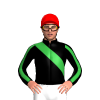 BLACK, GREEN RIGHT SASH, BLACK SLEEVES, GREEN STRIPE, Red cap