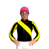BLACK, YELLOW RIGHT SASH, STRIPED SLEEVES, Pink cap