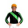 BLACK, GREEN RIGHT SASH, BLACK SLEEVES, GREEN STRIPE, Orange cap