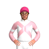 WHITE, LIGHT PINK CROSSED SASHES, SLEEVES, WHITE ARMBAND, Pink cap