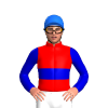 RED, MEDIUM BLUE DOUBLE BAND, MEDIUM BLUE SLEEVES, Blue cap