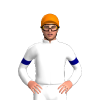 WHITE, NAVY BLUE ARMBANDS, Orange cap