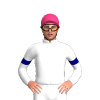 WHITE, NAVY BLUE ARMBANDS, Pink cap