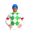 WHITE, GREEN DIAMONDS, RED ARMBAND, Blue cap