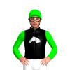 BLACK,SILVER HORSE HEAD,LIME SLEEVES,CAP