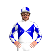 MEDIUM BLUE,WHITE DIABLO,DIAMONDS SLEEVES,CAP,MEDIUM BLUE QUARTERS, WHITE COLLAR