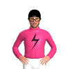 PINK, BLACK LIGHTNING BOLTS, BLACK SLEEVES, PINK LIGHTNING BOLTS SLEEVES, BLACK CAP