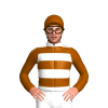 white, BROWN HOOPS, sleeves, cap