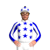WHITE, MEDIUM BLUE STARS, STRIPES SLEEVES, STARS CAP, BLACK POM POM