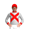 SILVER, RED CROSSED SASHES, COLLAR, CUFF, CAP 