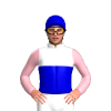 WHITE,MEDIUM BLUE HALVED,LIGHT PINK SLEEVES,MEDIUM BLUE CAP