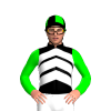 BLACK, WHITE CHEVRONS, LIME SLEEVES, BLACK CAP , LIME QUARTERS