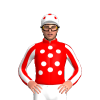 RED,WHITE SPOTS,STRIPES SLEEVES,CAP,RED SPOTS 