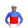 Royal Blue, Red Halves, White Cap