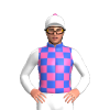 Royal Blue, Hot Pink Checks, White Sleeves And Cap, Hot Pink Pom Pom