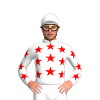 White, Red Stars And Stars Sleeves