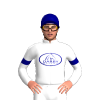 White, Navy Blue Darby Racing Logos, Navy Blue Armbands And Cap With Logo