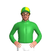 Green, Yellow Stylised Logo, Quartered Cap