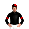 Black, Redfox Racing Logo, Red Armbands, Quartered Cap With Logo