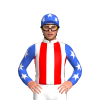 White, Red Stripes, Royal Blue And White Stars Sleeves And Cap