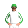 White, Green Diamond, Striped Sleeves, Green Cap