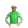 Bottle Green, White Checked Sleeves, White Cap